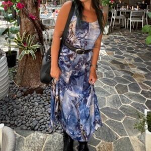 Pilcro Artistic Blue and White Midi Dress